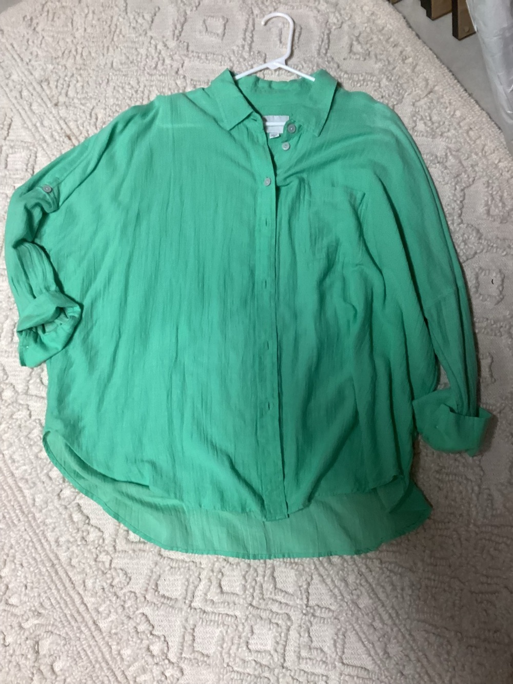 Bright green blouse, size XL